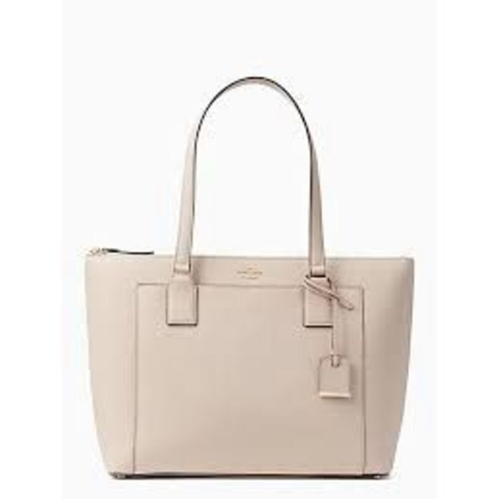 Kate Spade Cameron Street Tote Bag Beige Cream Leather Shoulder Purse Minimalist